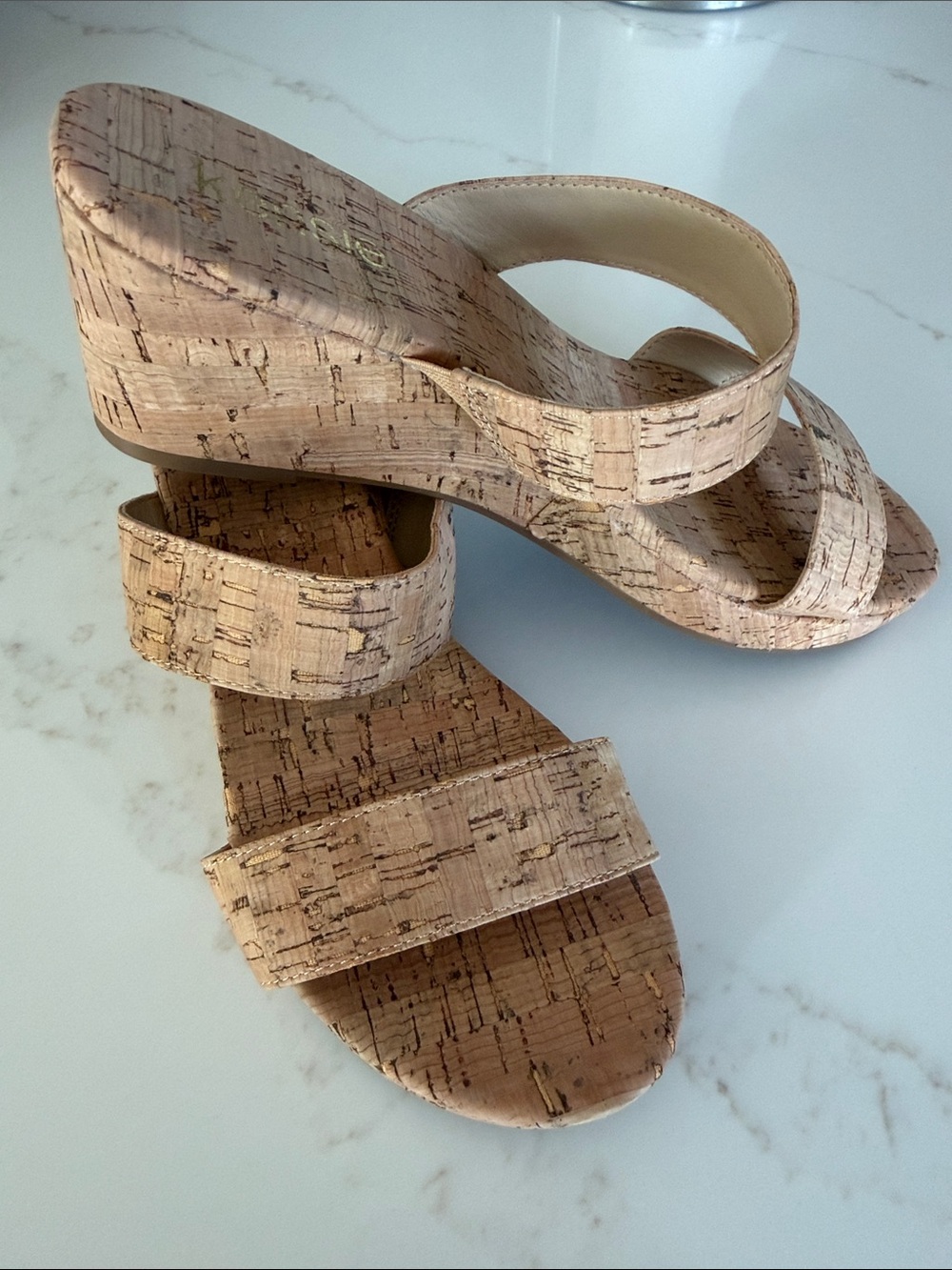 Kensie Cork-Style Slide Sandals in Natural Tan - Picture 2 of 3